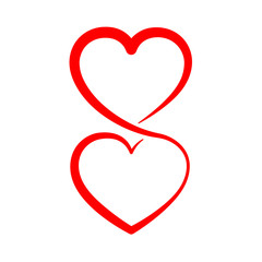 Two linear hearts connected among themselves. Vector illustration.