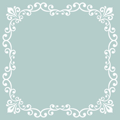 Classic vector white square frame with arabesques and orient elements. Abstract ornament with place for text. Vintage pattern