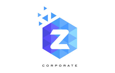 Z Blue Hexagonal Letter Logo Design with Mosaic Pattern.