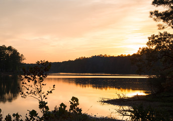 Sunset over Oak Mt. lake near Birmingham Alabama