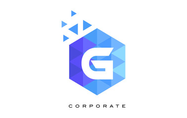 G Blue Hexagonal Letter Logo Design with Mosaic Pattern.