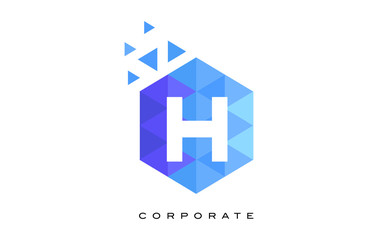 H Blue Hexagonal Letter Logo Design with Mosaic Pattern.