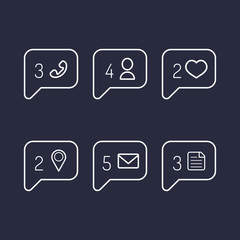 Vector information and notification icons in flat style.