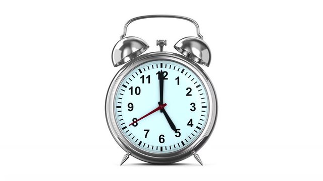 Alarm clock on white background. Isolated 3D render