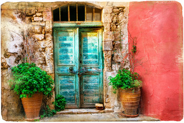 Fototapety  Kolorowe obrazowe stare uliczki wysp greckich, Kreta
