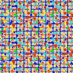 Vector seamless pattern, tile with inc splash, blots, smudge and brush strokes, lines. Grunge endless template for web background, prints, wallpaper, surface, wrapping, repeat elements for design.
