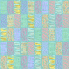 Seamless vector geometrical pattern with rhombus, squares. endless background with hand drawn textured geometric figures. Pastel Graphic illustration Template for wrapping, web backgrounds, wallpaper