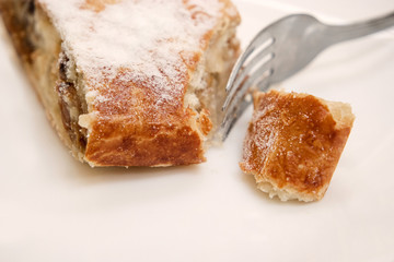 Sweet homemade cake with fork