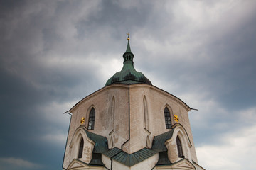 Green Hill church  before heavy storm, Czech Republic