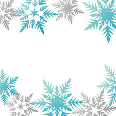 Fototapeta na wymiar winter banner colorful pastel blue gray snowflakes place for text vector