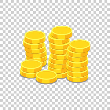 Money icon on isolated background. Coins vector illustration in flat style. Icons for design, website.