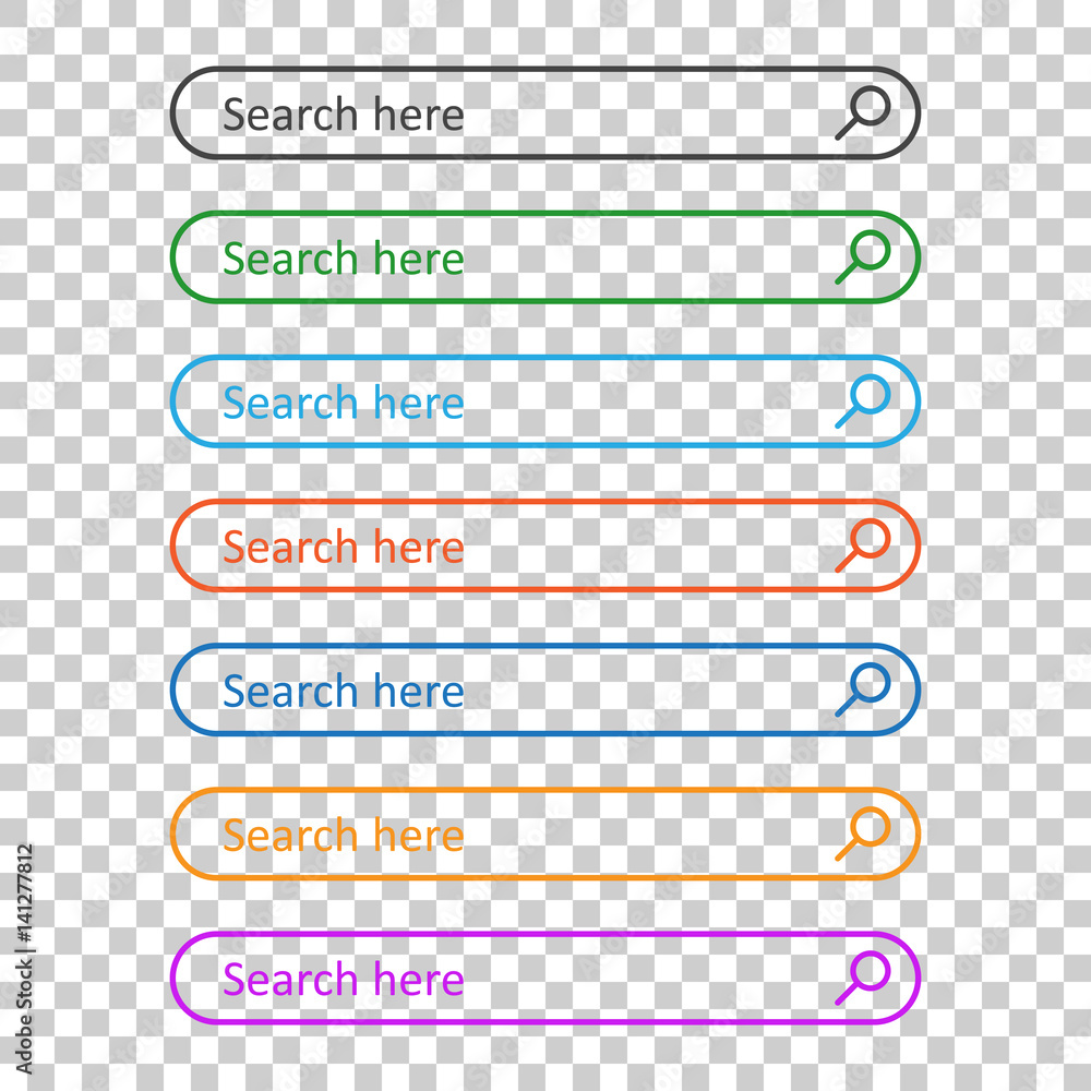 Poster search bar field. set vector interface elements with search button. flat vector illustration on isol