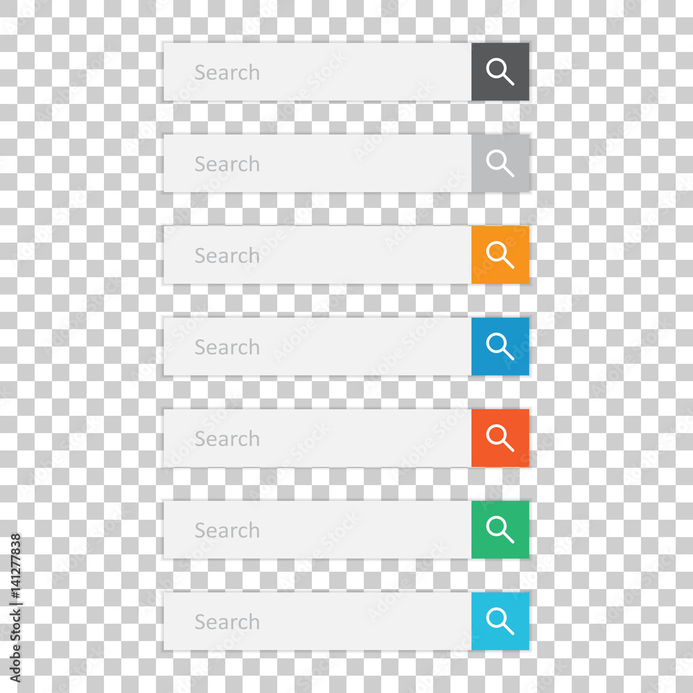 Poster search bar field. set vector interface elements with search button. flat vector illustration on isol