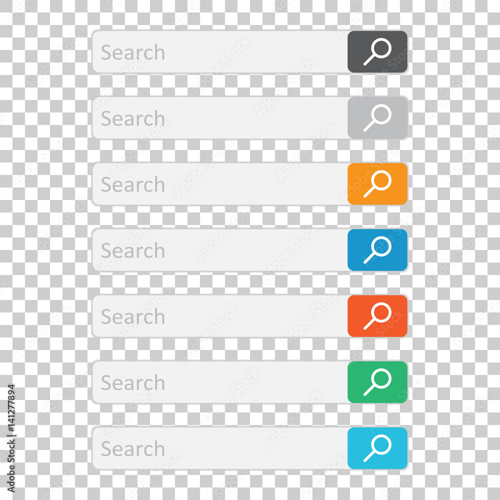 Poster search bar field. set vector interface elements with search button. flat vector illustration on isol