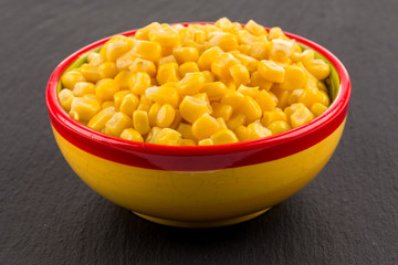 sweet canned corn in bowl