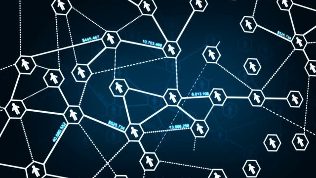 Hexagon grid and connection line with people icon for social network concept 4K  UHD 3840 x 2160