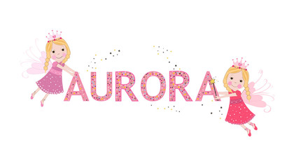 Aurora female name with cute fairy tale