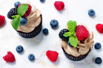 chocolate cupcakes with chocolate cream cheese frosting