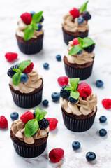 chocolate cupcakes with chocolate cream cheese frosting