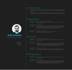 Minimalist resume cv template with nice typography
