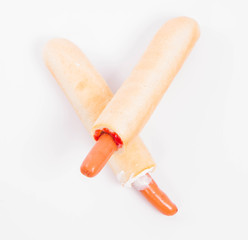 Hot dogs on a white background