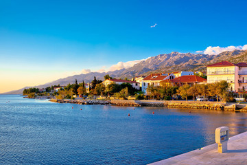 Starigrad Paklenica waterfront at sundown panoramic view