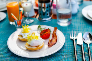 Delicious eggs served for breakfast