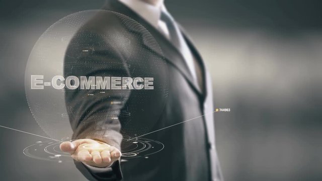 E-Commerce Businessman Holding in Hand New technologies