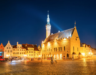Tallinn, Estonia. Town Hall Square - Raekoja Plats. Famous Landm