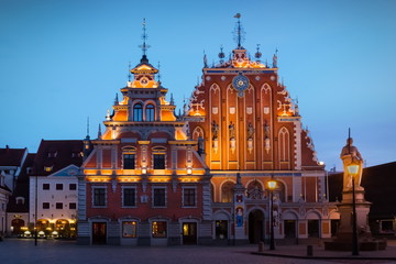 Fototapeta na wymiar House of the Blackheads is a building situated in the old town of Riga, Latvia.
