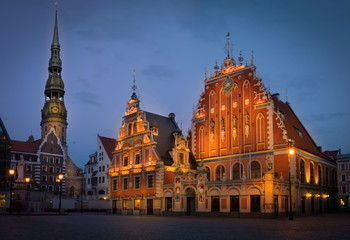 Fototapeta na wymiar House of the Blackheads is a building situated in the old town of Riga, Latvia.