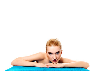 Fototapeta premium Beautiful model girl with perfect fresh clean skin. Youth and skin care concept.