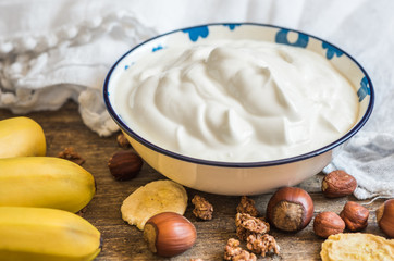 Serving of Yogurt with Banana and Nuts