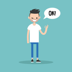 Smiling winking bearded man says 