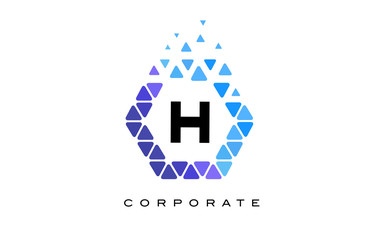 Obraz premium H Blue Hexagon Letter Logo with Triangles.