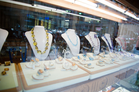 Jewelry in showcase