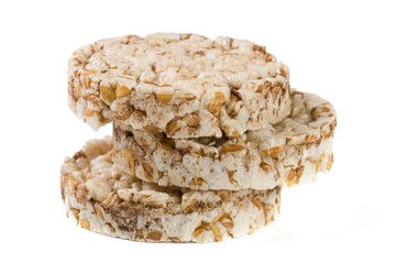 stack of grain crispbreads isolated on white background
