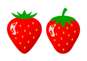 Ripe strawberry vector icon set