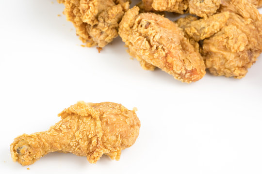 fried chicken isolated on the white background.