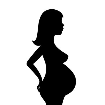 Longhaired pregnant woman vector icon