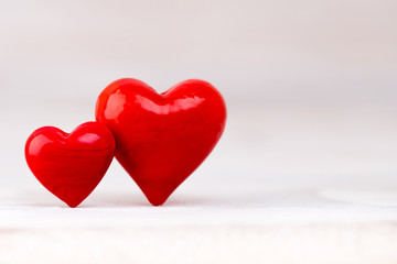 Red hearts the bokeh background. Valentine Day background.