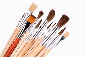 Art paint brushes isolated on  on white background