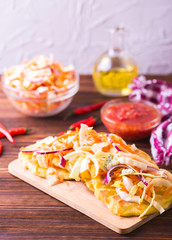 Pupuseria, pupusa - corn flour tortillas with cheese and beans