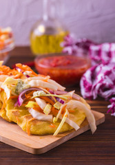 Pupuseria, pupusa - corn flour tortillas with cheese and beans