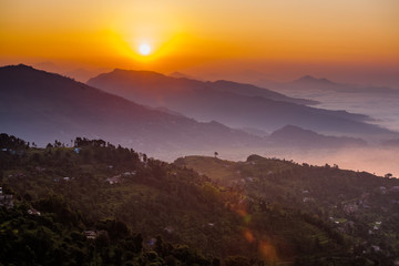 Morning at Sarangkot view point near Pokhara in Nepal