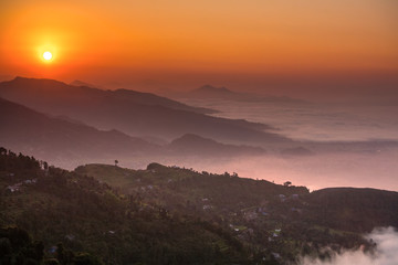 Morning at Sarangkot view point near Pokhara in Nepal