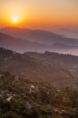 Morning at Sarangkot view point near Pokhara in Nepal