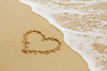 Drawing of heart on the sand