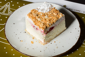 cream cake dessert with fresh fruit.