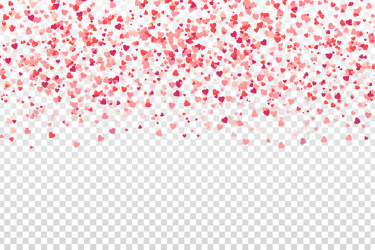 Vector heart confetti on the transparent background. Stock Vector